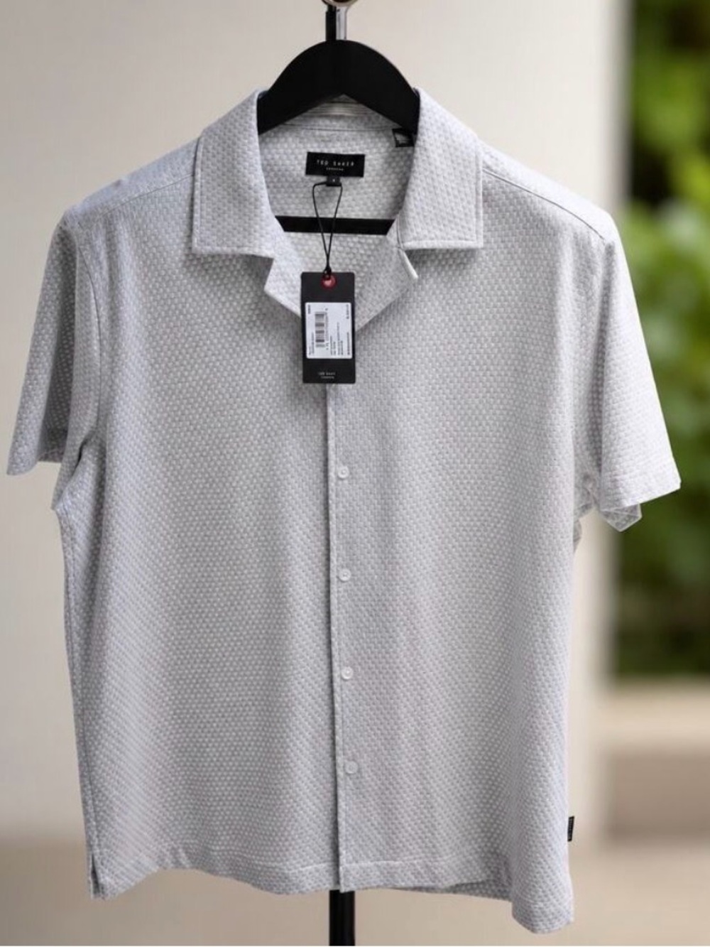 Ted Baker London Knit Camp Shirt NWT White Textured M